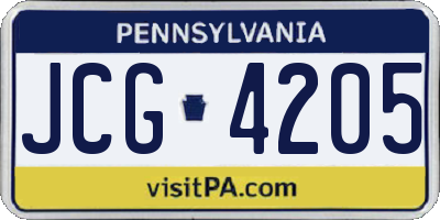 PA license plate JCG4205