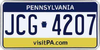 PA license plate JCG4207
