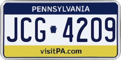 PA license plate JCG4209