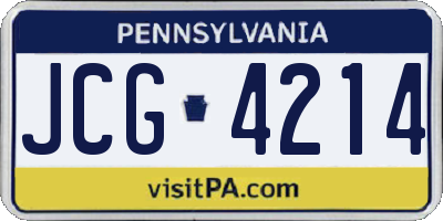 PA license plate JCG4214