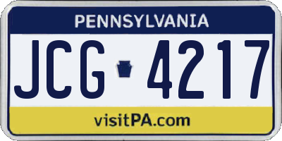 PA license plate JCG4217