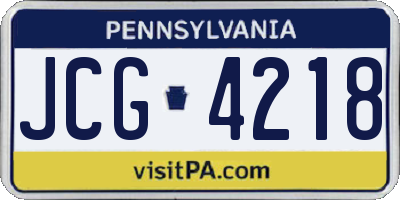 PA license plate JCG4218