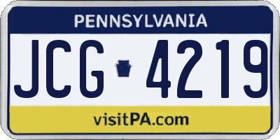 PA license plate JCG4219