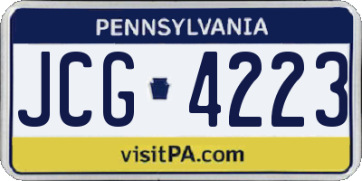 PA license plate JCG4223