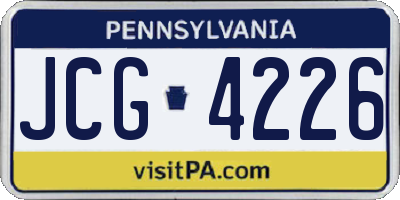 PA license plate JCG4226