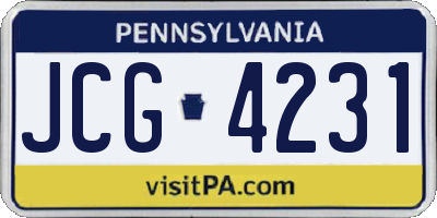 PA license plate JCG4231