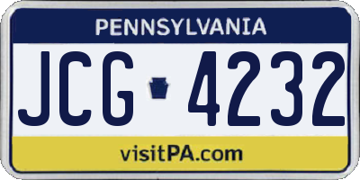 PA license plate JCG4232