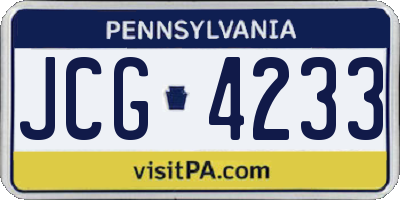 PA license plate JCG4233