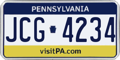 PA license plate JCG4234
