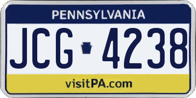 PA license plate JCG4238