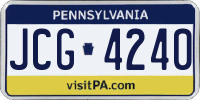 PA license plate JCG4240