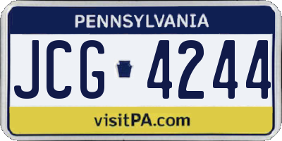 PA license plate JCG4244