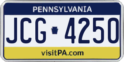 PA license plate JCG4250