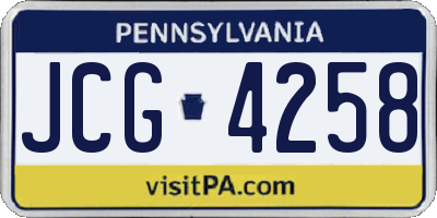 PA license plate JCG4258