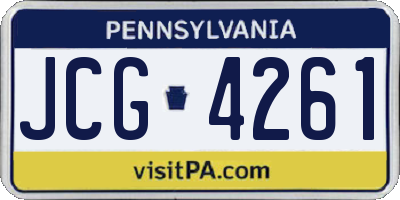 PA license plate JCG4261