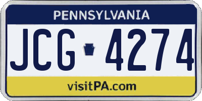 PA license plate JCG4274