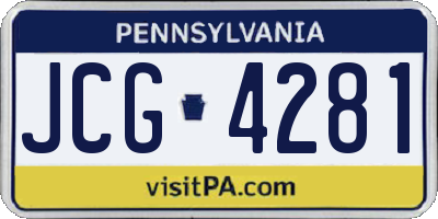 PA license plate JCG4281