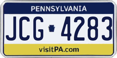 PA license plate JCG4283