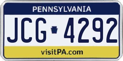 PA license plate JCG4292