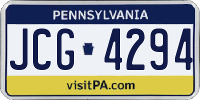 PA license plate JCG4294