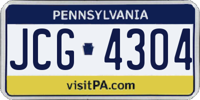 PA license plate JCG4304