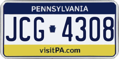 PA license plate JCG4308