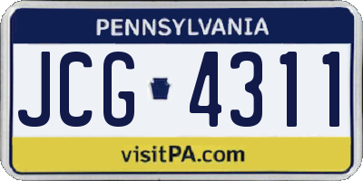PA license plate JCG4311
