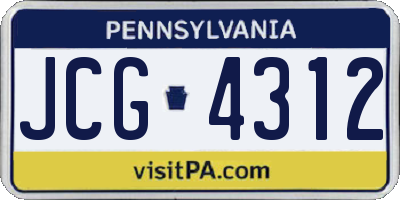 PA license plate JCG4312