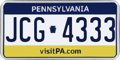 PA license plate JCG4333
