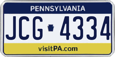 PA license plate JCG4334