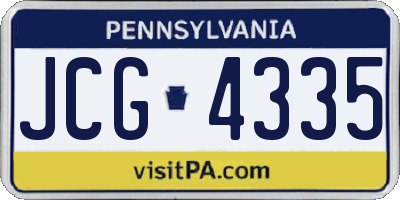 PA license plate JCG4335