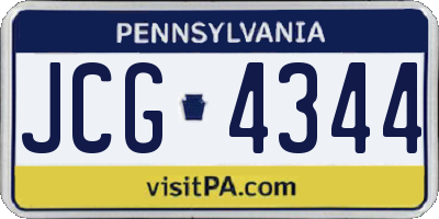 PA license plate JCG4344