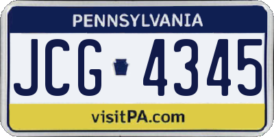 PA license plate JCG4345
