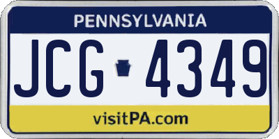 PA license plate JCG4349