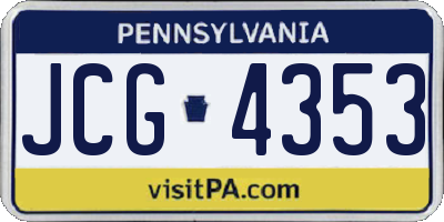 PA license plate JCG4353