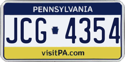 PA license plate JCG4354