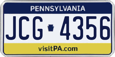 PA license plate JCG4356
