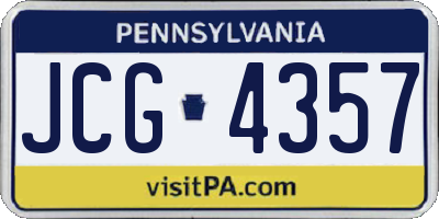 PA license plate JCG4357
