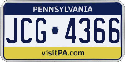 PA license plate JCG4366