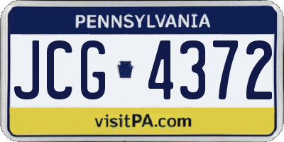 PA license plate JCG4372