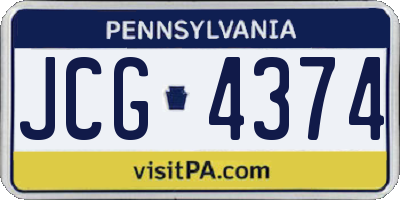 PA license plate JCG4374