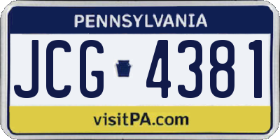 PA license plate JCG4381