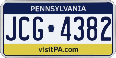 PA license plate JCG4382