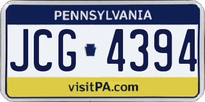 PA license plate JCG4394