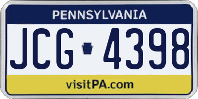 PA license plate JCG4398