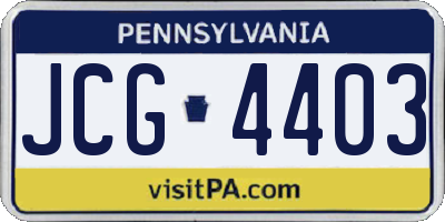 PA license plate JCG4403
