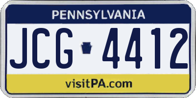 PA license plate JCG4412