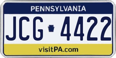 PA license plate JCG4422