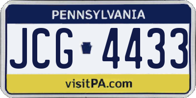 PA license plate JCG4433