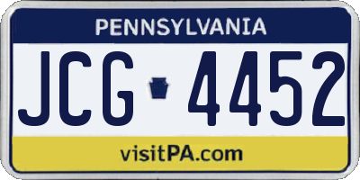 PA license plate JCG4452